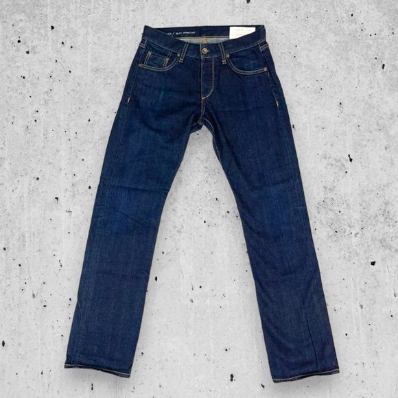 Rag & Bone SIZE 30x33 (Actual 32x33) Slim Straight Selvedge Classic Blue Jeans - Picture 1 of 6